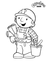 A coloring page of bob the builder
